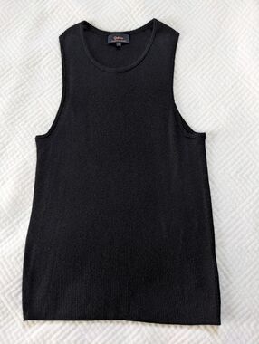 Quince Featherweight Cashmere Ribbed Tank Black Size Large